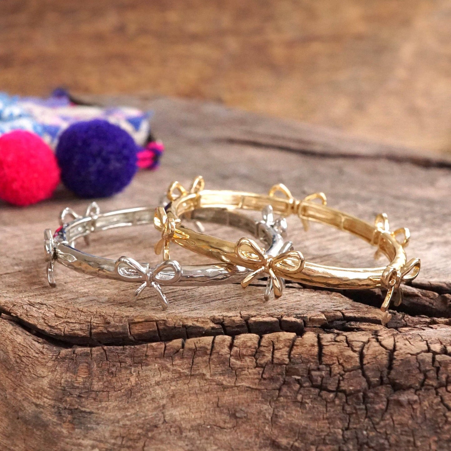 Bow Bangle Bracelet-Silver 2808