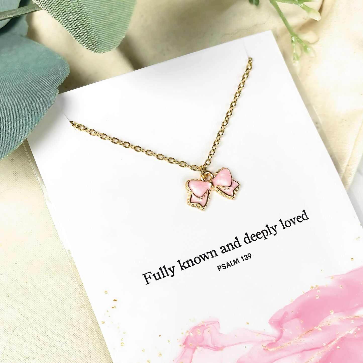 Fully Known Bow Charm Necklace | Christian Jewelry