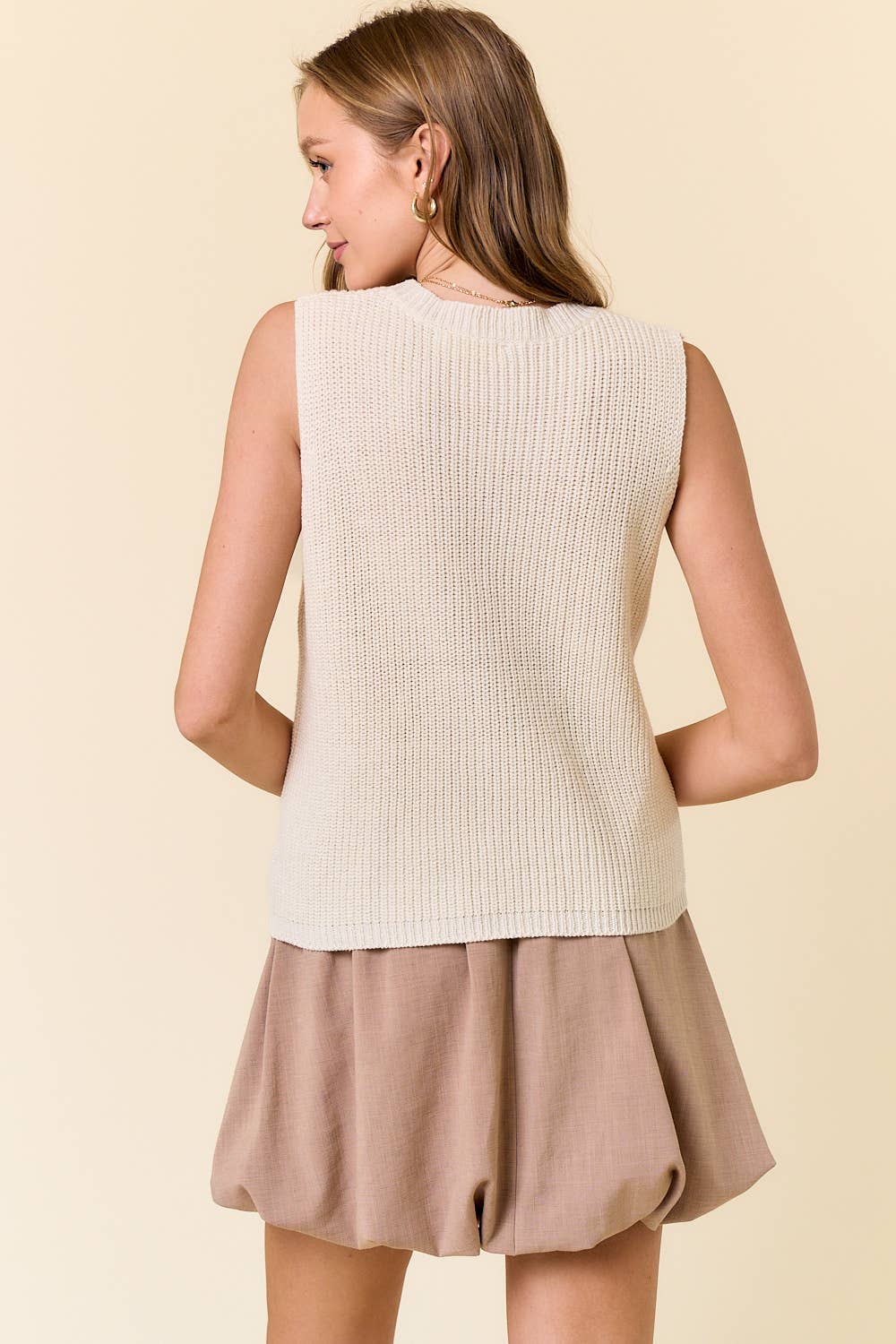 Roud Neck Beach Sweater Tank Top