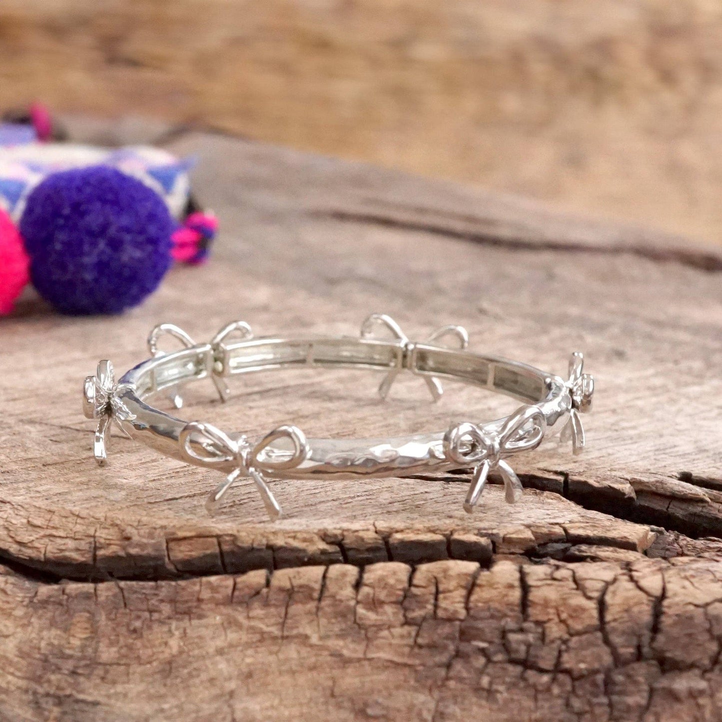 Bow Bangle Bracelet-Silver 2808