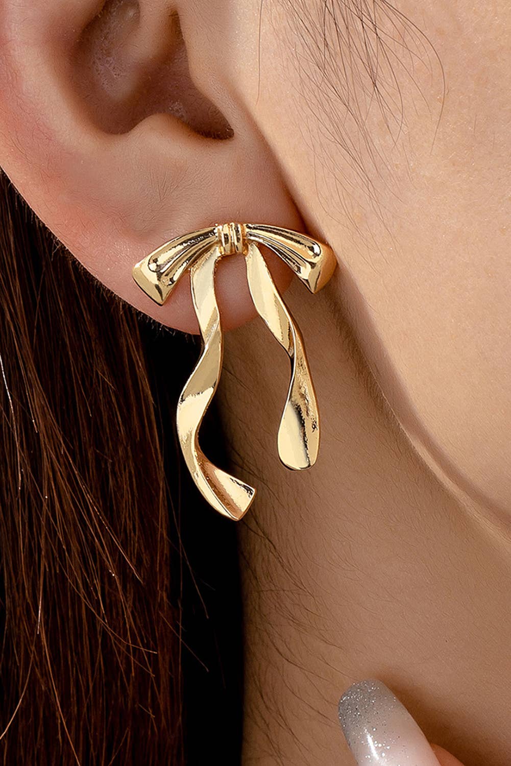 Bow Knot Plated Alloy Earrings