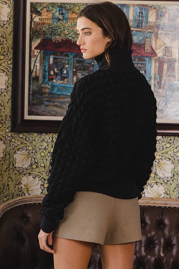 Textured Mock Neck Top