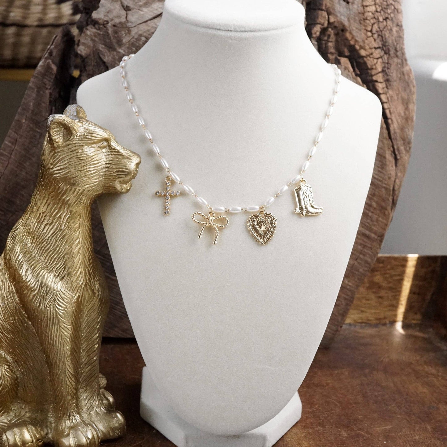 Dainty Multi-Charm & Pearl Necklace 7720