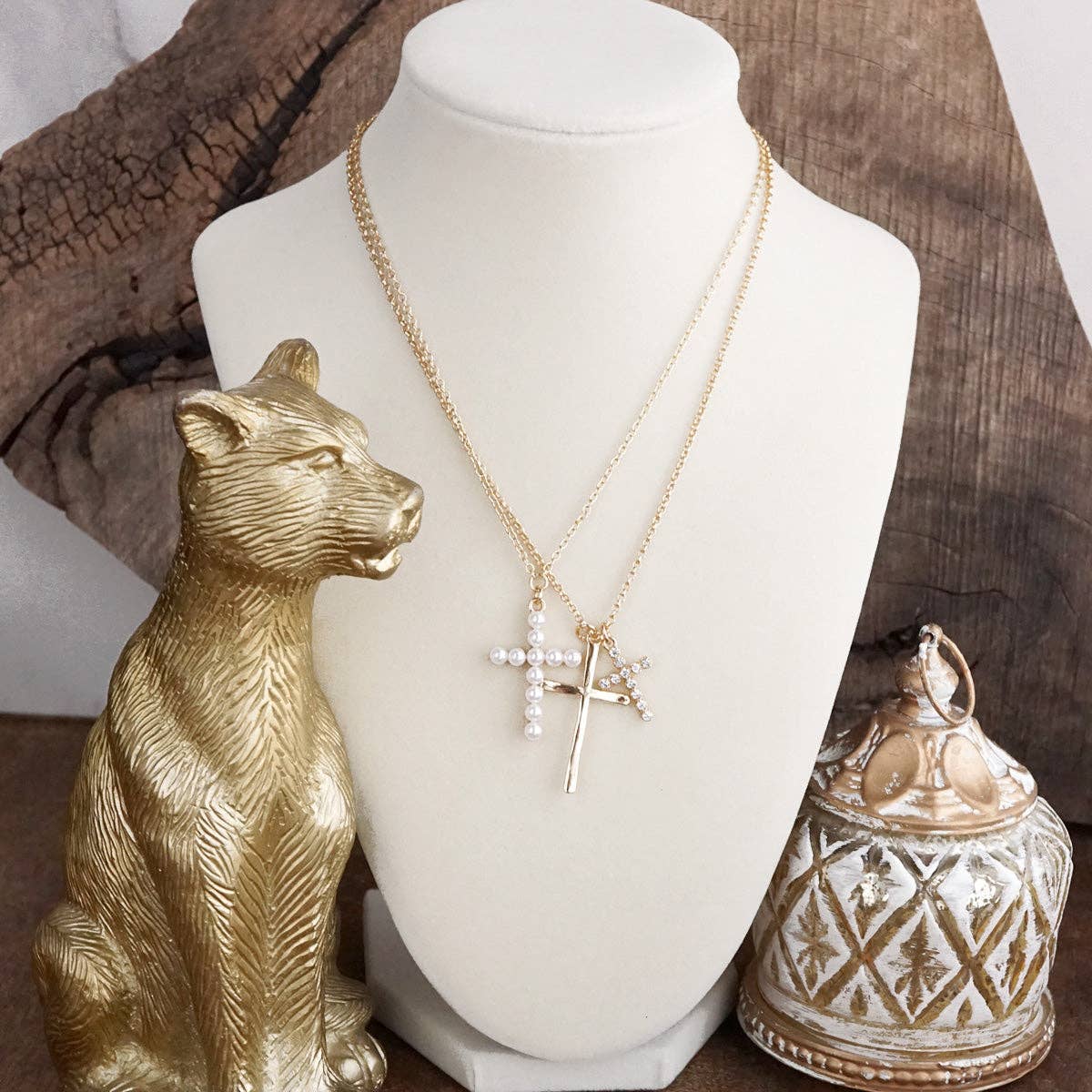 Multi Cross Pendant Necklace 7655GD