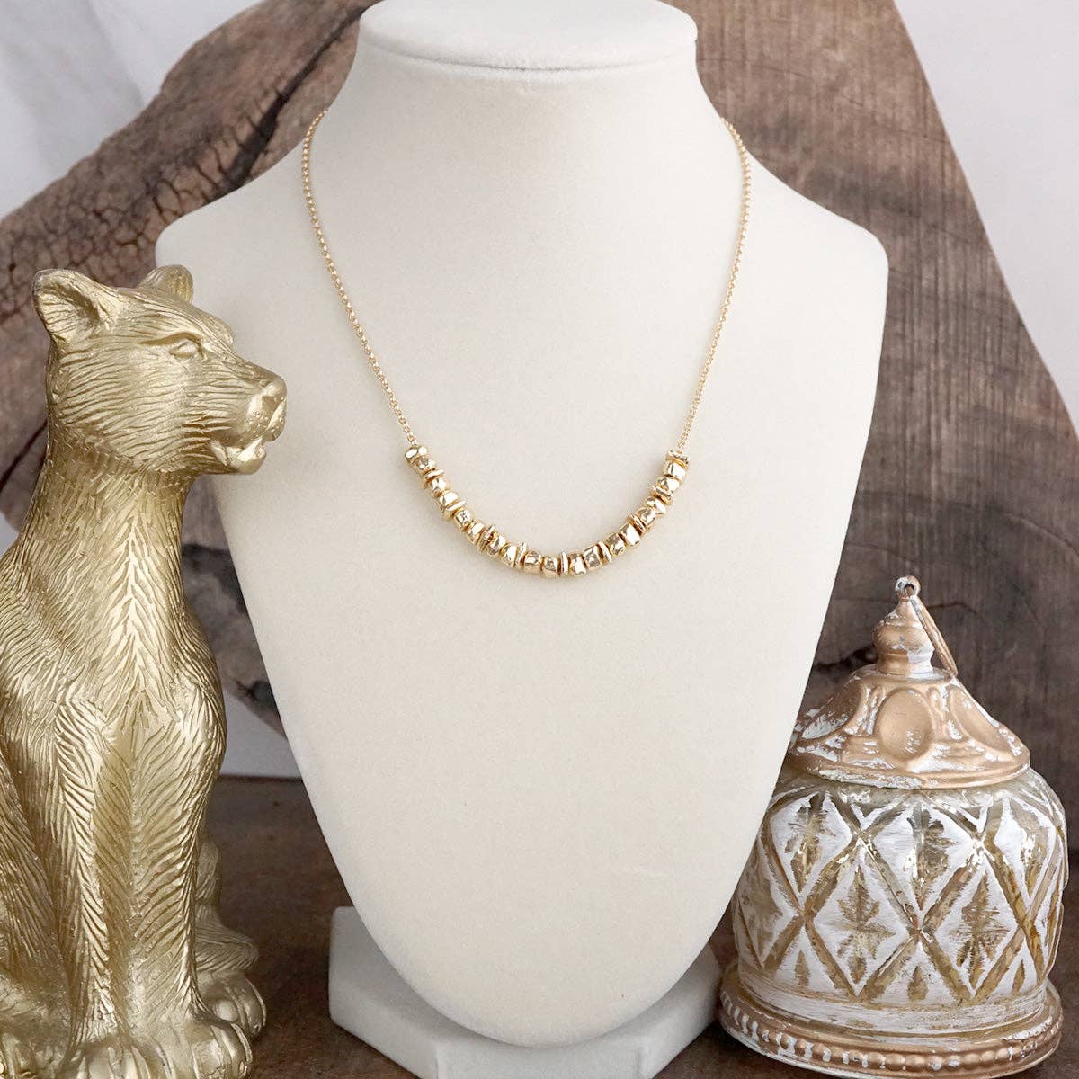 Dainty Rolo Chain with Nugget Cluster 7651