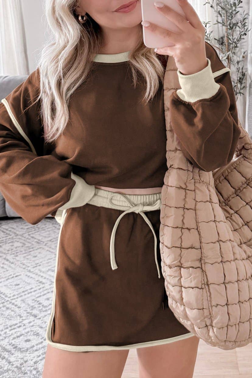 Colorblock Shirt & Skort Set