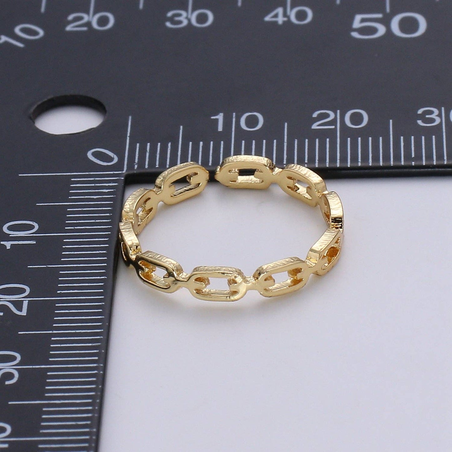 1pc Frienship Link Chain Gold Ring, Adjustable Gold Curb Rin