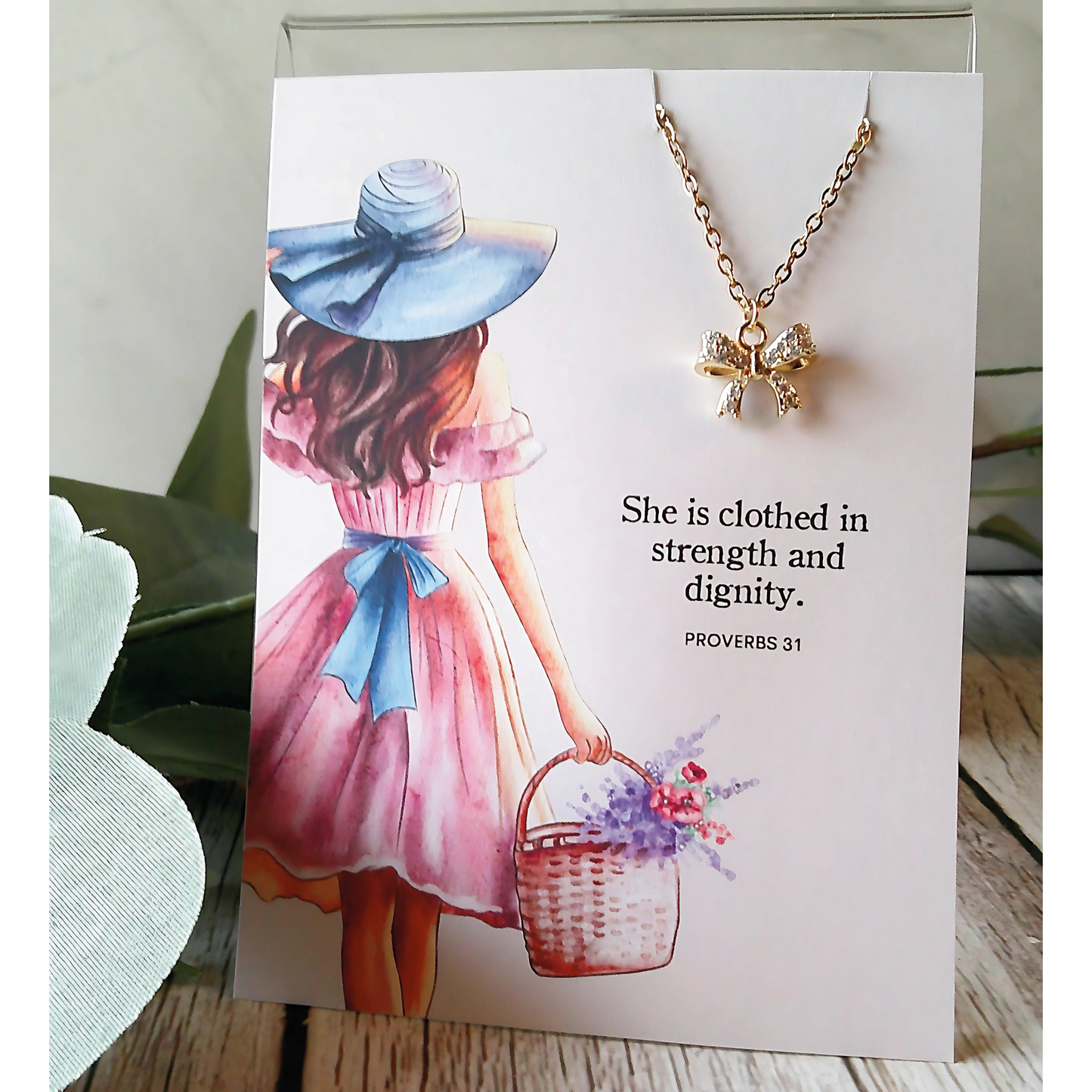 Proverbs 31 Bow Charm Necklace | Christian Jewelry