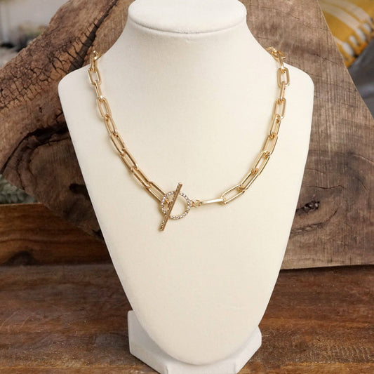 Front Toggle Paperclip Chain Necklace 0771