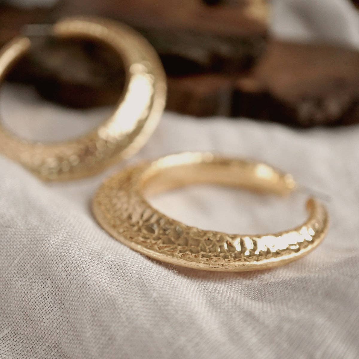 Gilded Echo – Textured Statement Hoop Earrings