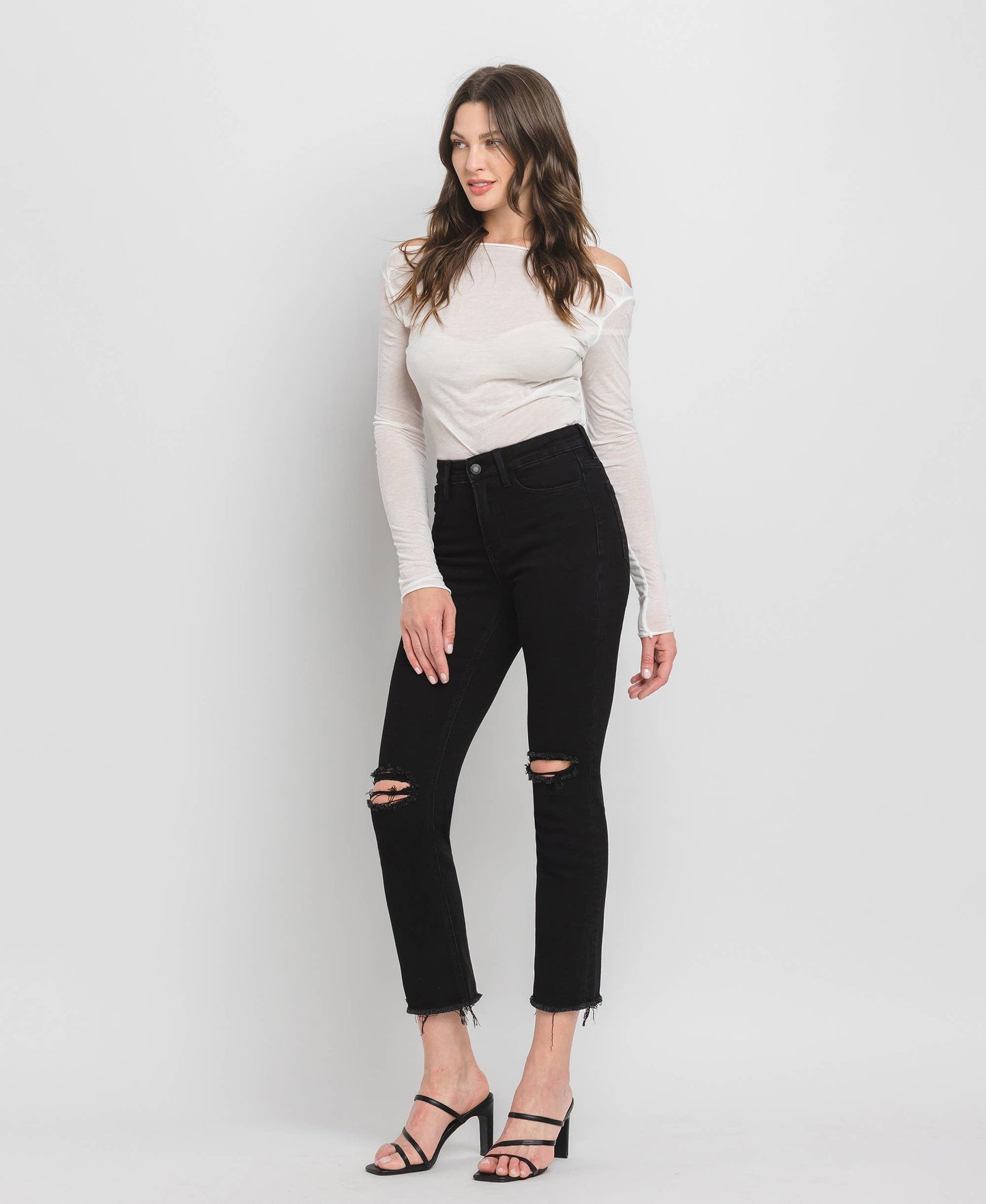 HIGH RISE CROP SLIM STRAIGHT JEANS