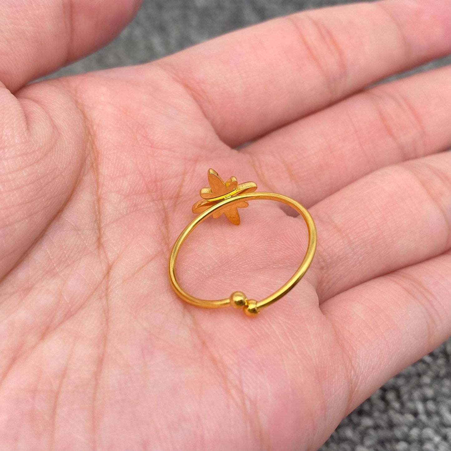 Star 18K Gold Plated Stainless Steel Adjustable Ring -FGS/MS