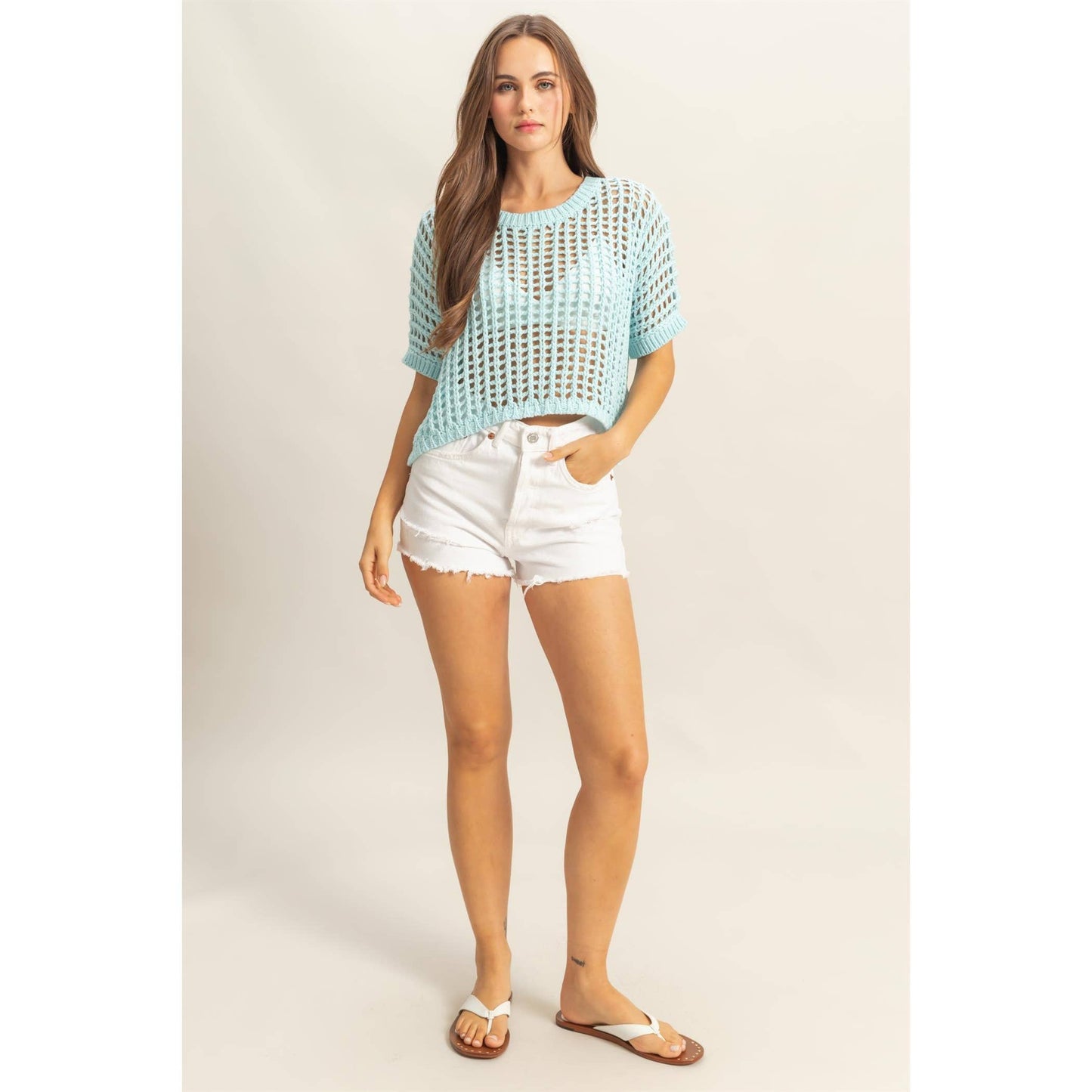 The "Riley" Open Stitch Drop Shoulder Top
