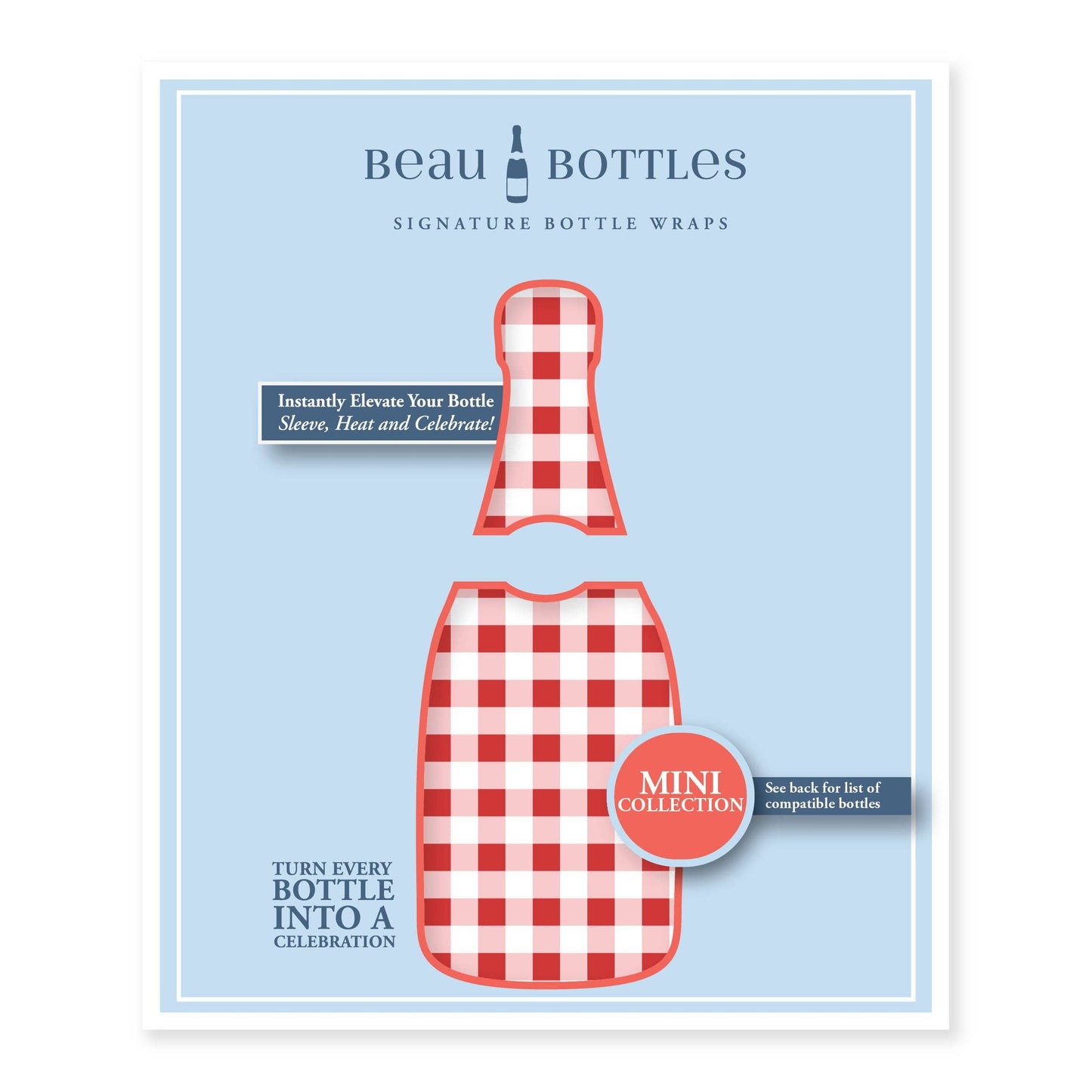Beau Bottles Red and White Gingham - MINI Prosecco Collection