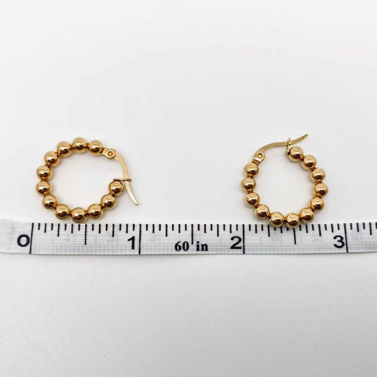Gold Plated Stainless Steel Beads Hoop Earrings - FGS
