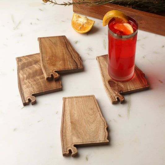 Wooden AL Coasters, Set of 4