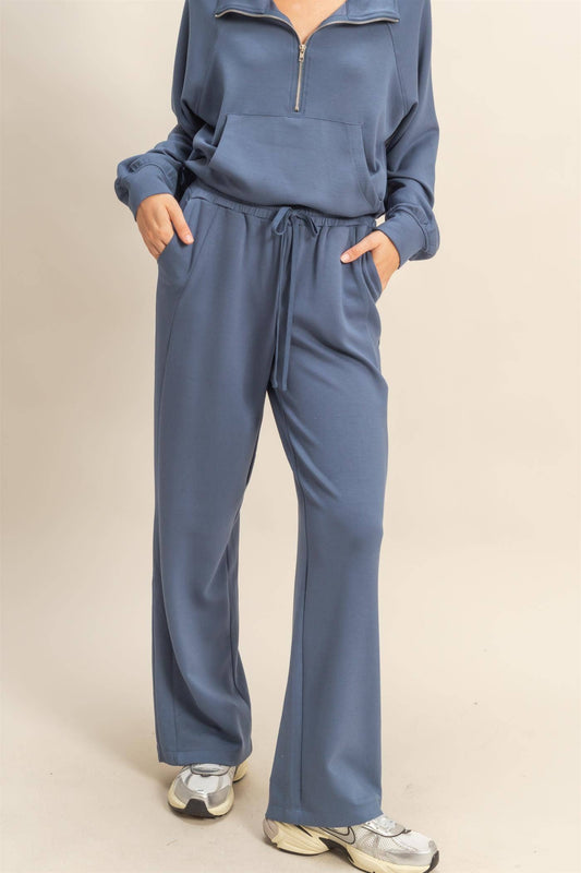 Scuba High Waist Wide Leg Drawstring Sweatpants