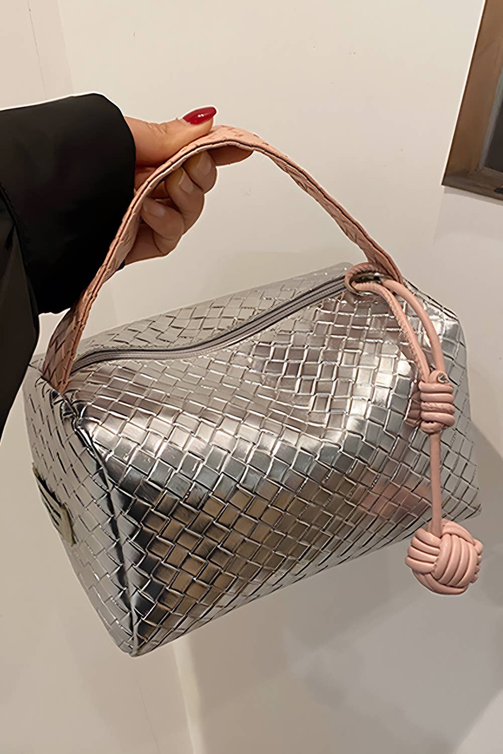 Silvery Lattice design Cosmetic Bag
