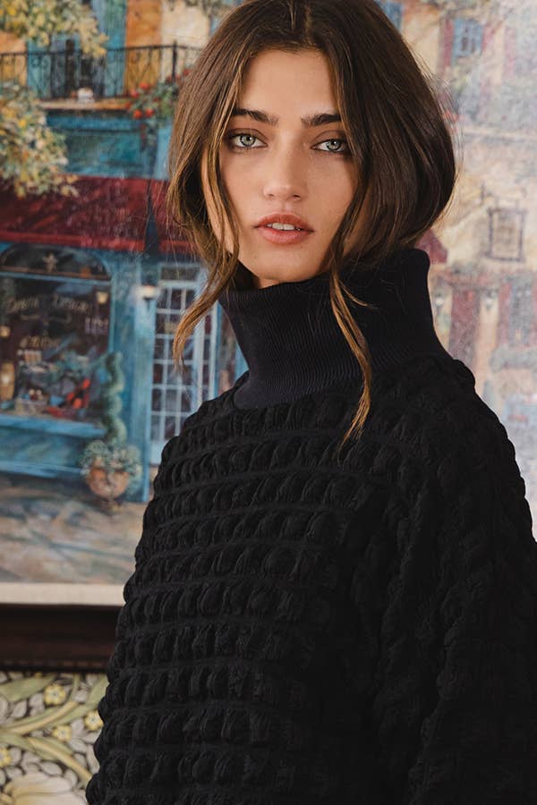 Textured Mock Neck Top