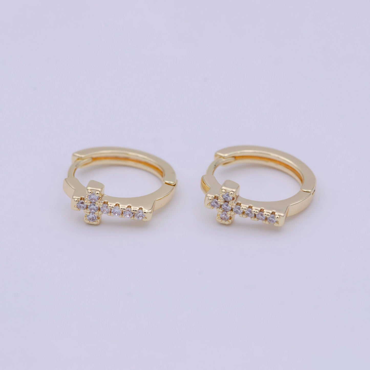 Minimalist Cross Gold Hoop Earring Religious Jewelry Wholesa
