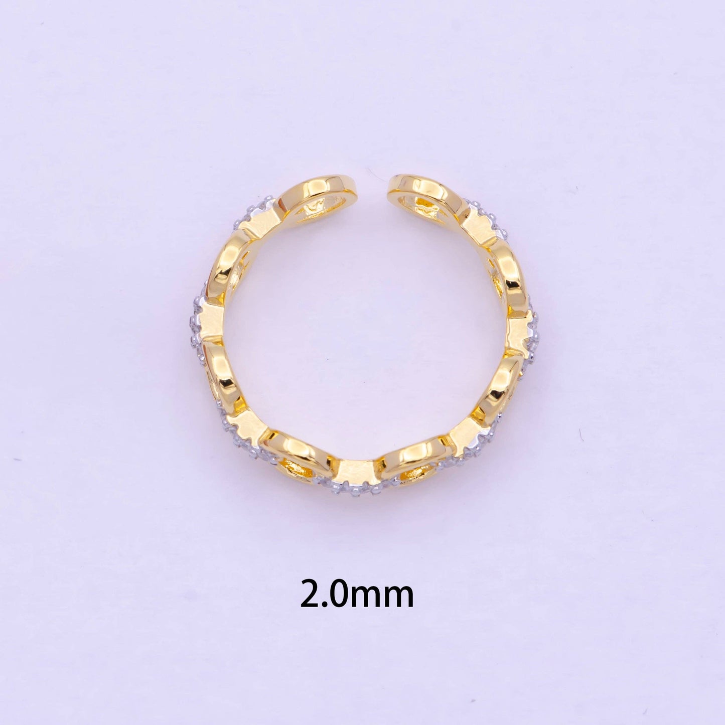 Dainty Rolo Cable Link Chain Ring with CZ S-235