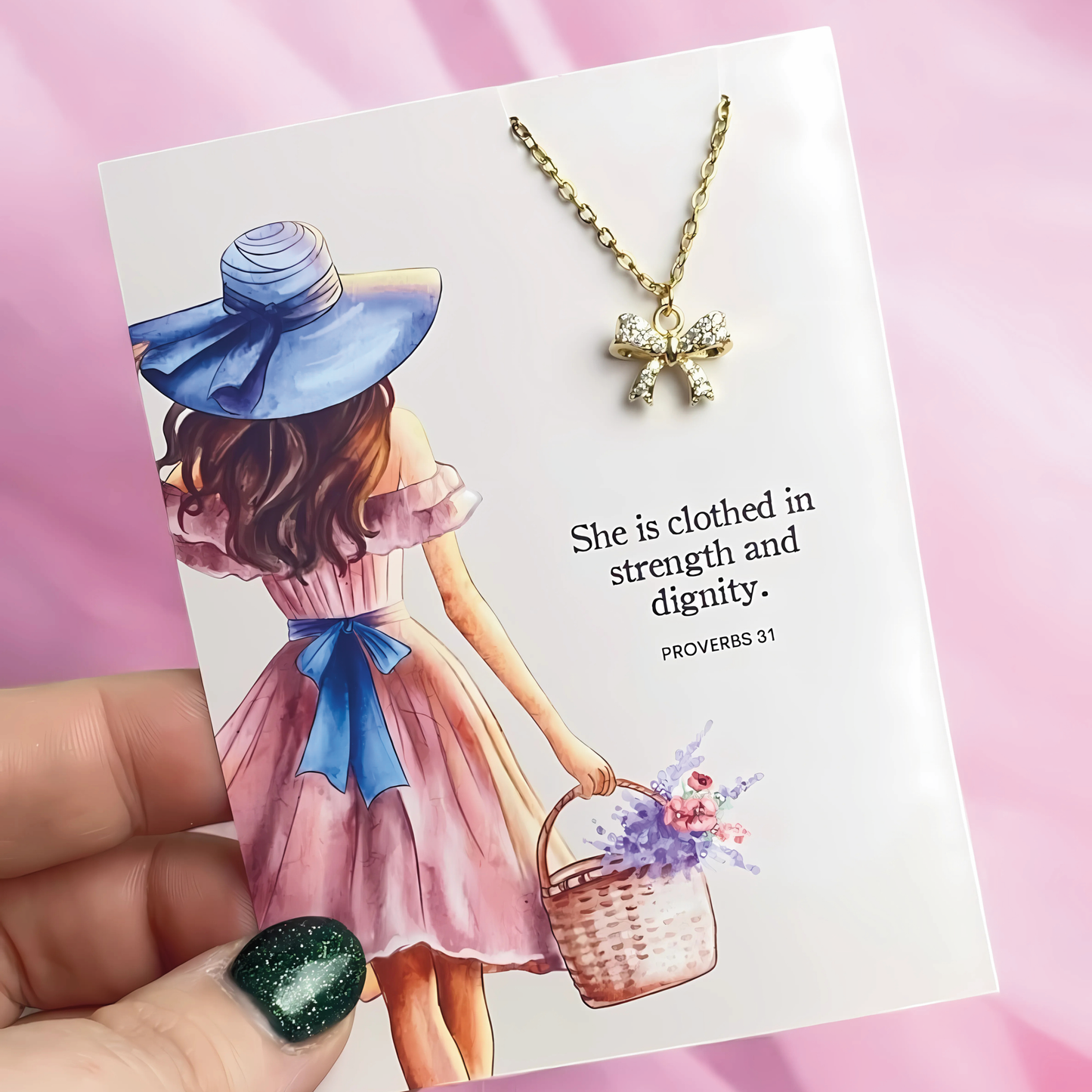 Proverbs 31 Bow Charm Necklace | Christian Jewelry