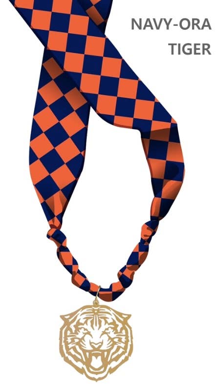 Navy and Orange Gameday Scarf Necklace