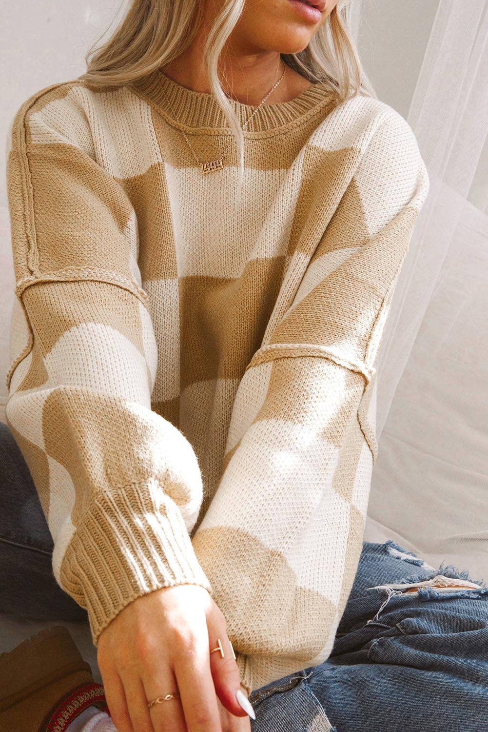 Checker Reverse Seam Sweater
