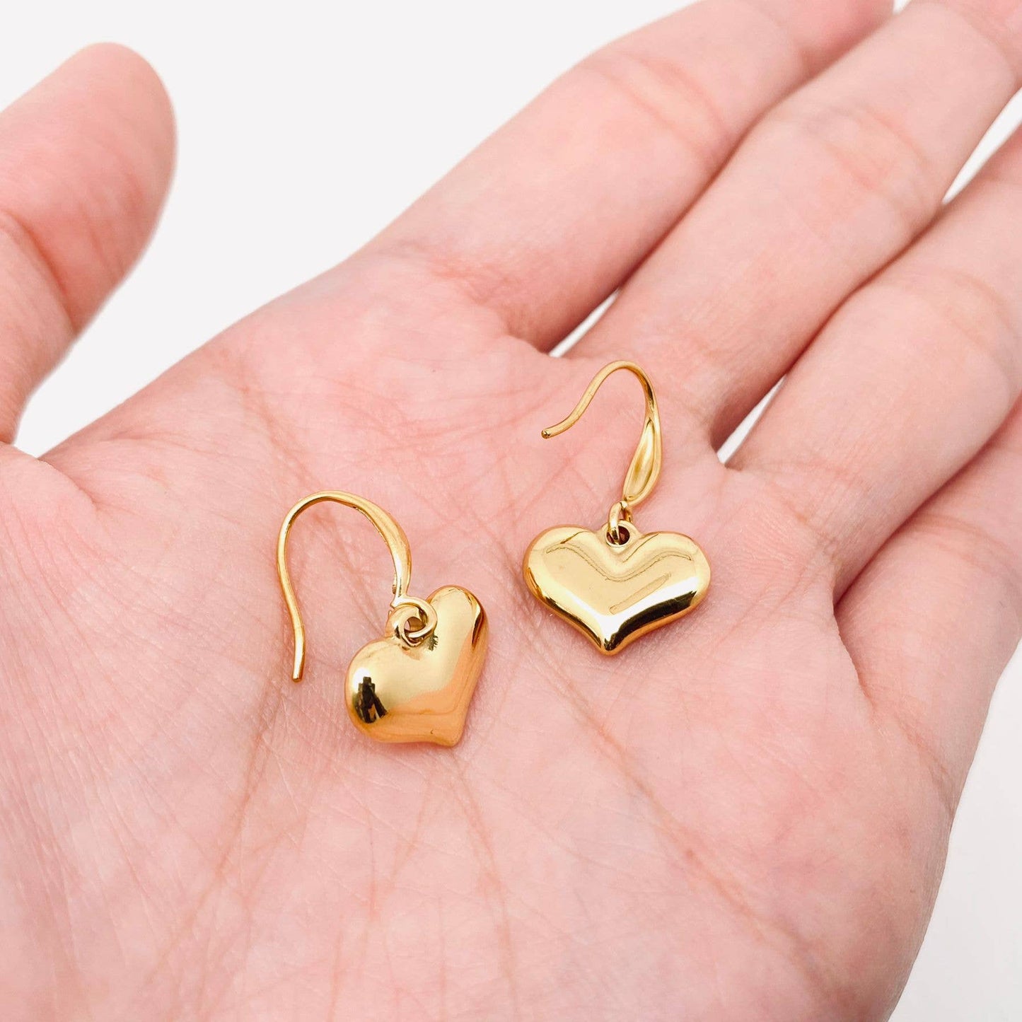 Heart Charm 18K Gold Plated Stainless Steel Earrings - FGS