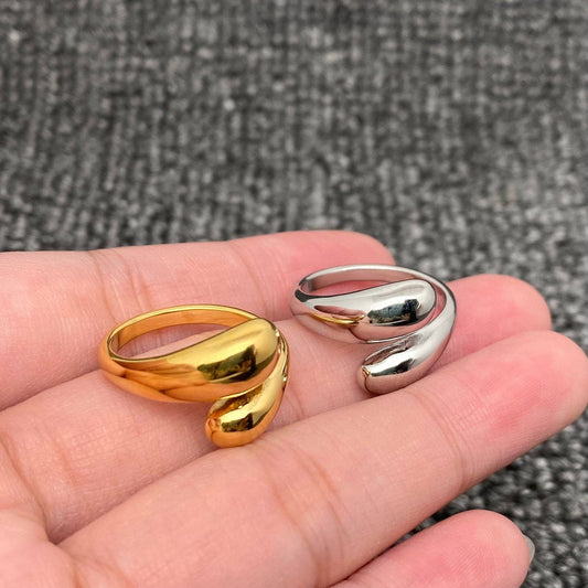 18K Gold Plated Stainless Steel Glossy Geometric Ring - FGS
