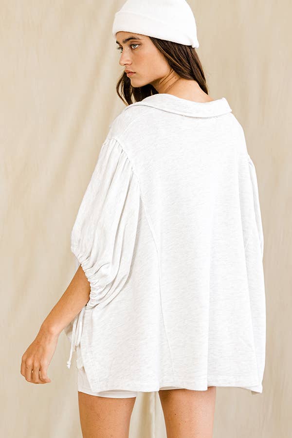 Drawstring "Jennifer" Tie Sleeves Top