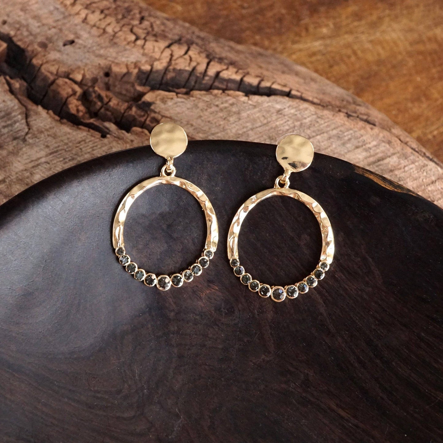 Circle Dangle Earrings with Crystals 0617
