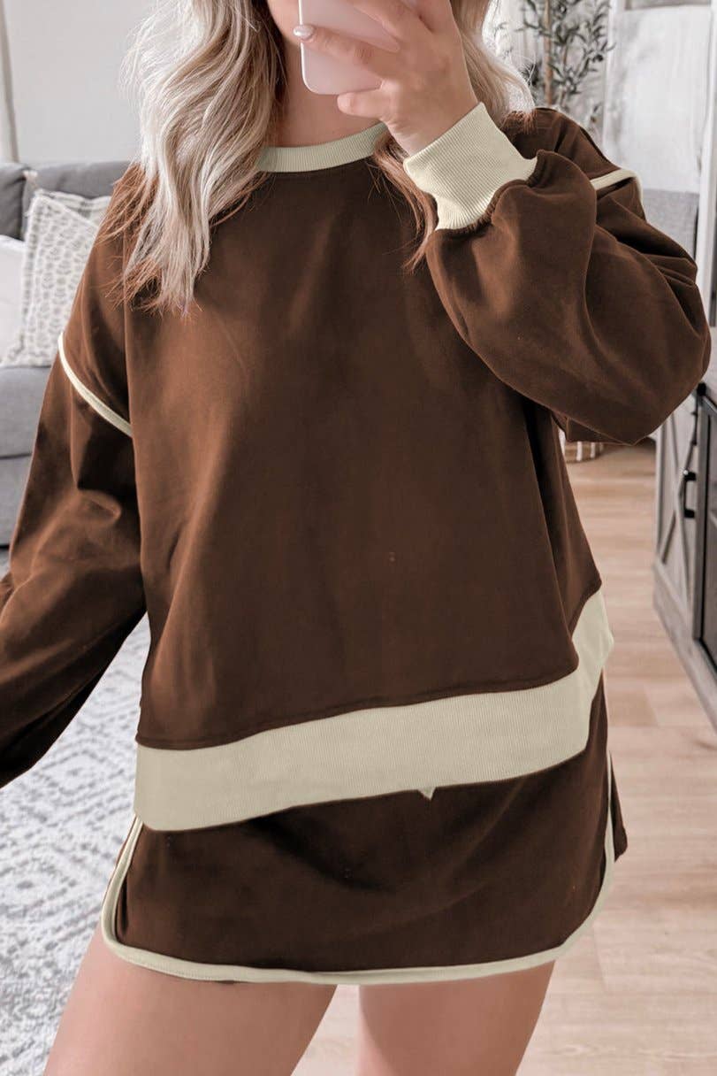 Colorblock Shirt & Skort Set