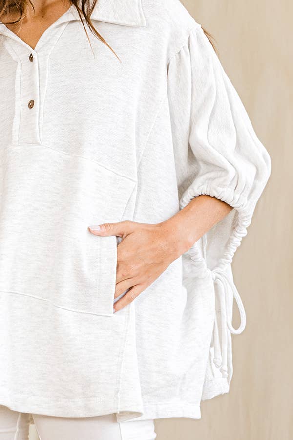 Drawstring "Jennifer" Tie Sleeves Top