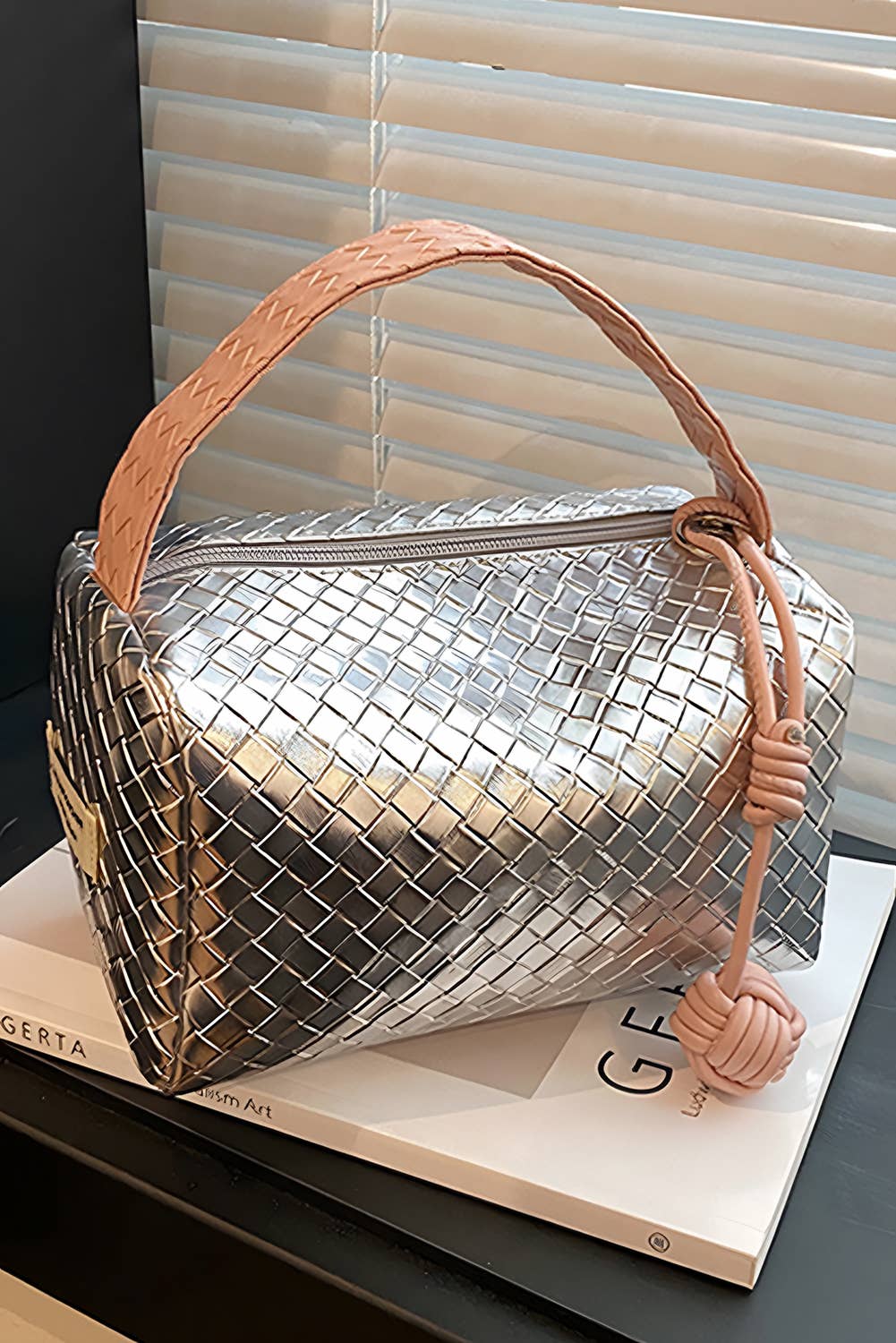 Silvery Lattice design Cosmetic Bag
