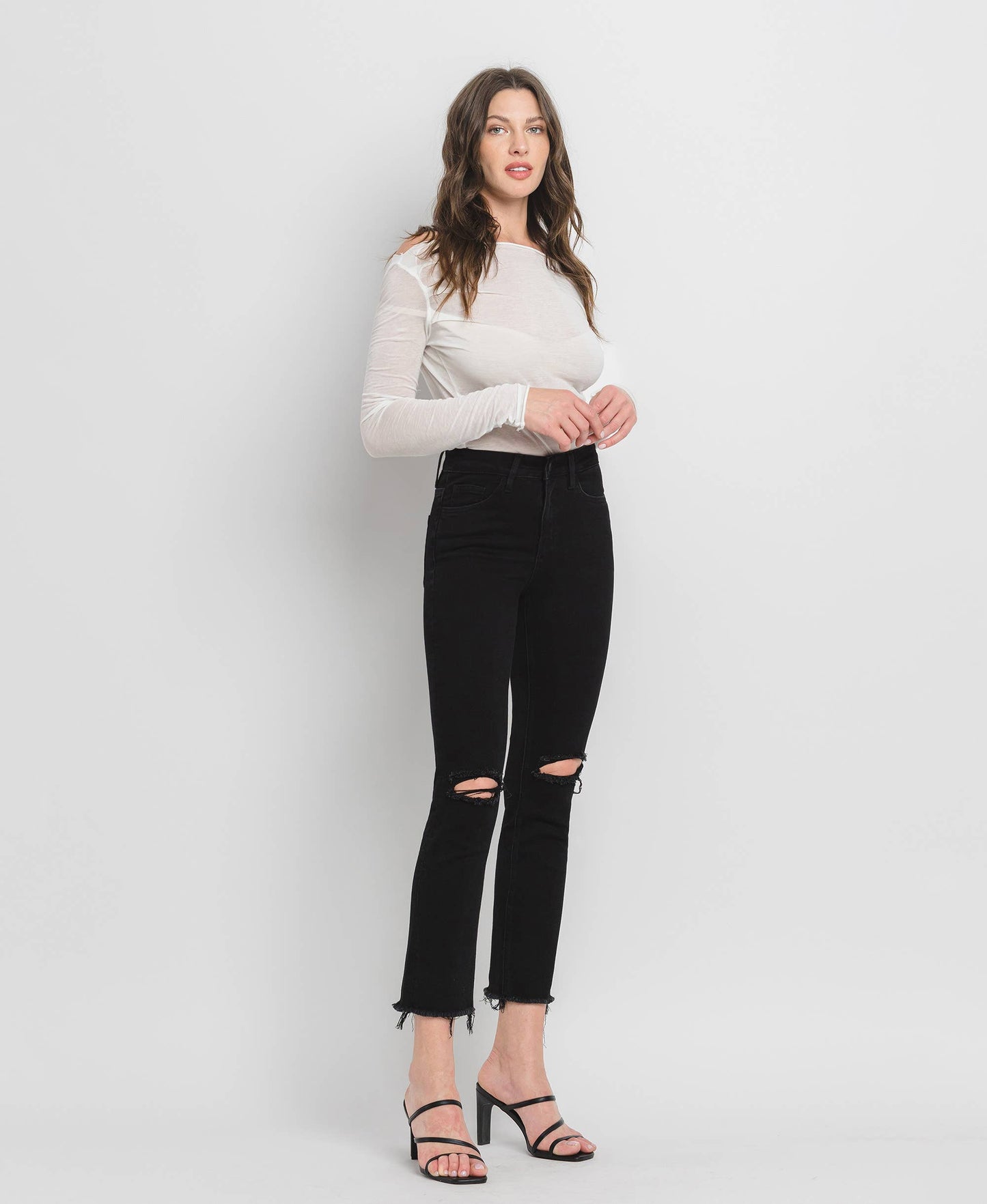 HIGH RISE CROP SLIM STRAIGHT JEANS