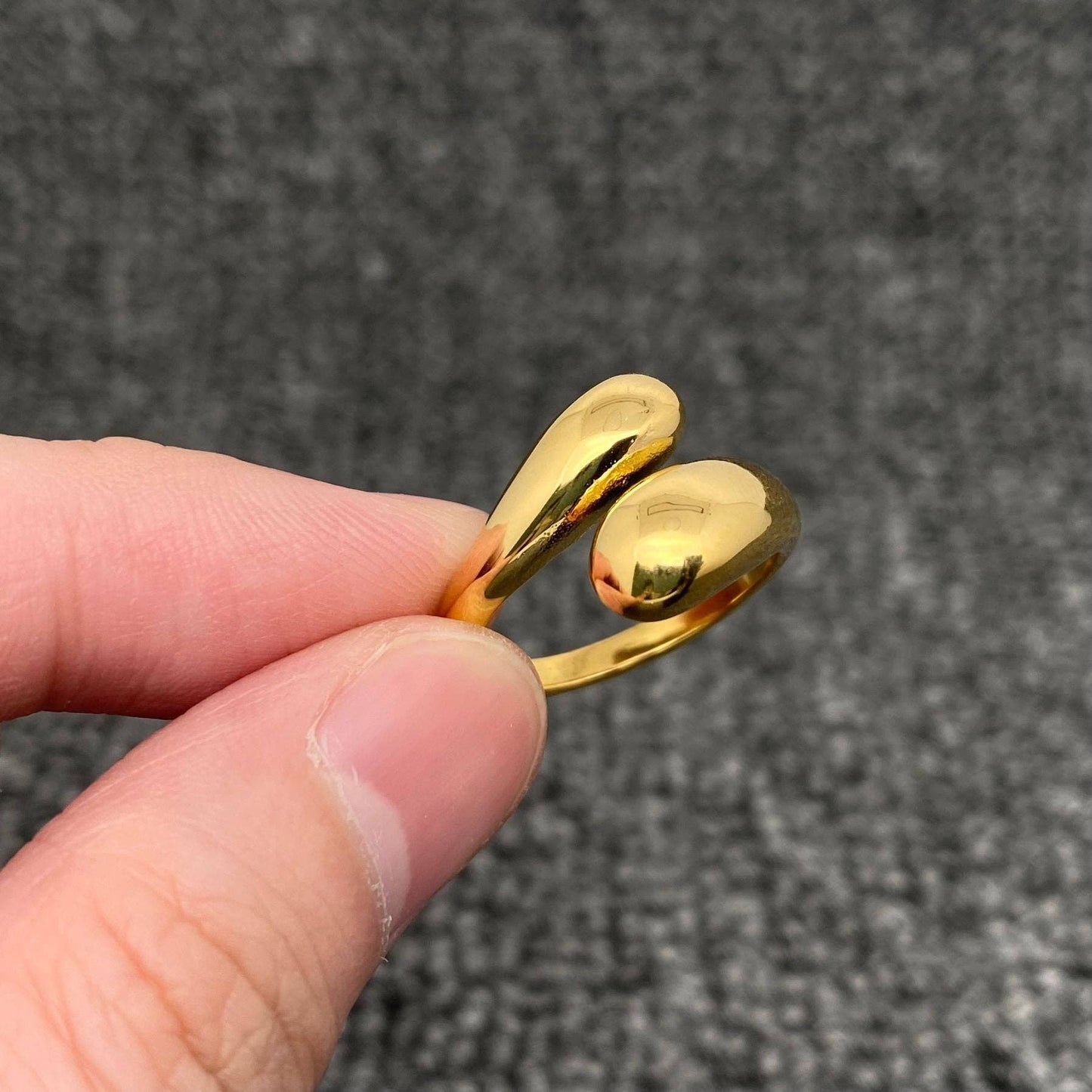 18K Gold Plated Stainless Steel Glossy Geometric Ring - FGS