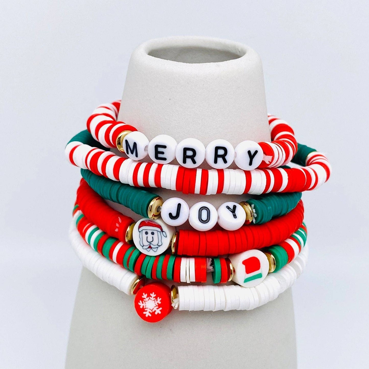 Christmas Gifts Polymer Clay Beaded Bracelet 6pcs/set