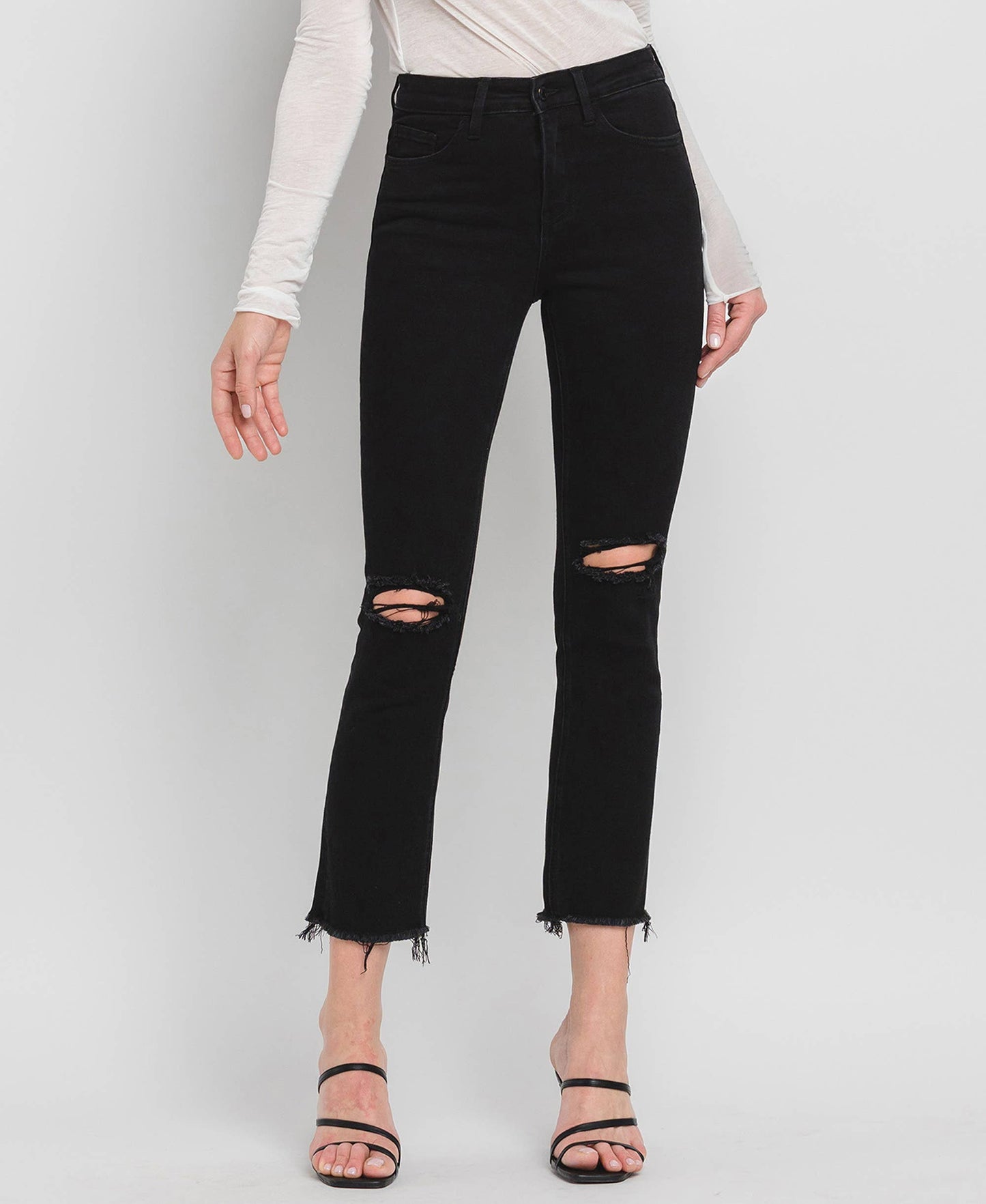 HIGH RISE CROP SLIM STRAIGHT JEANS