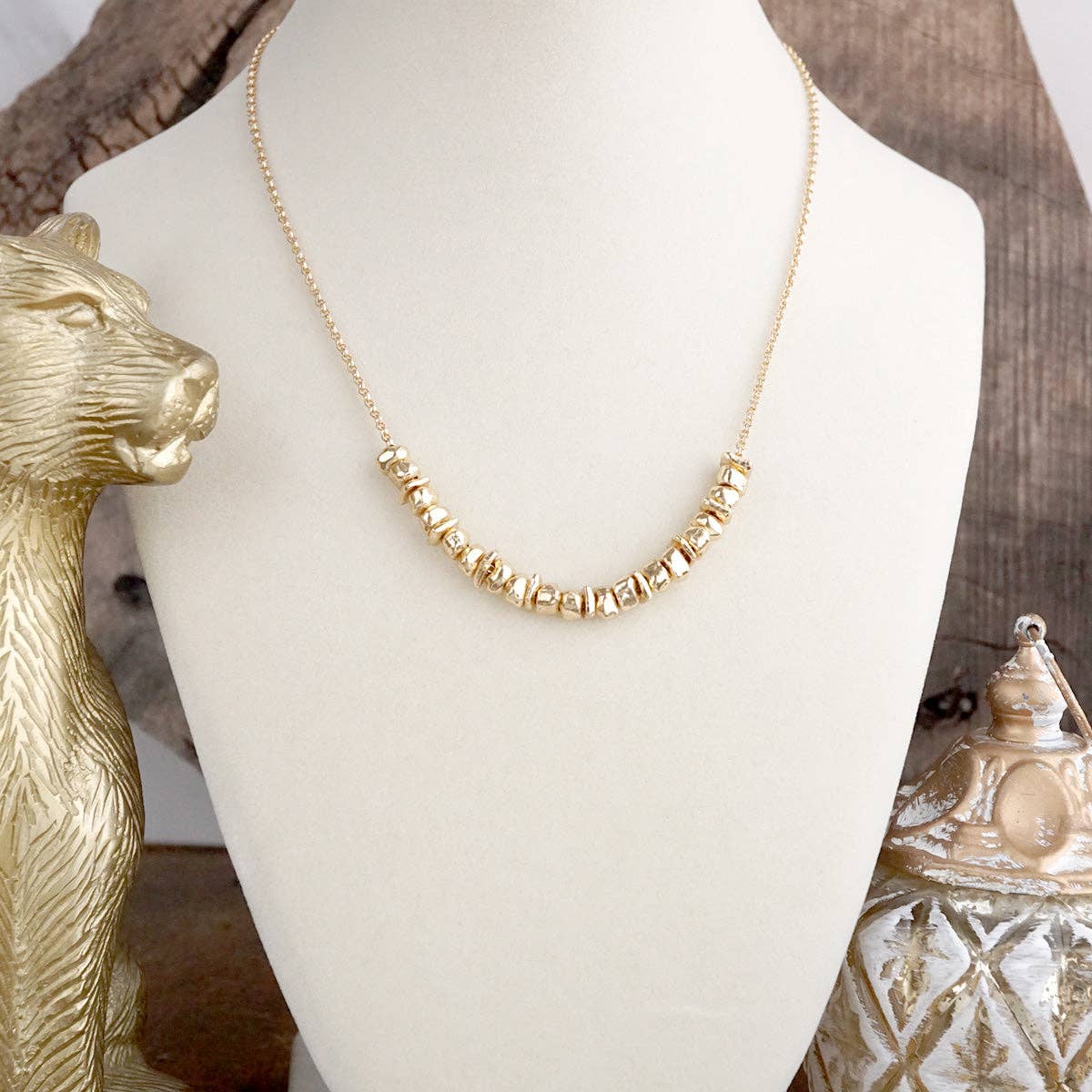 Dainty Rolo Chain with Nugget Cluster 7651