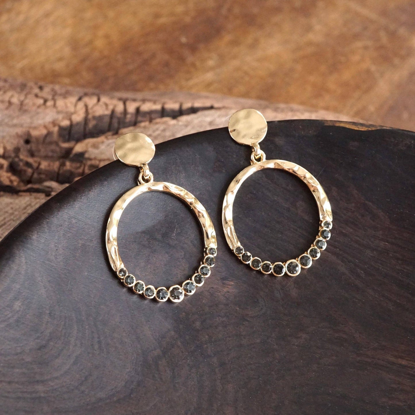 Circle Dangle Earrings with Crystals 0617