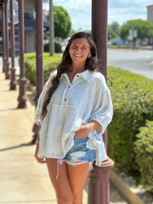 Drawstring "Jennifer" Tie Sleeves Top