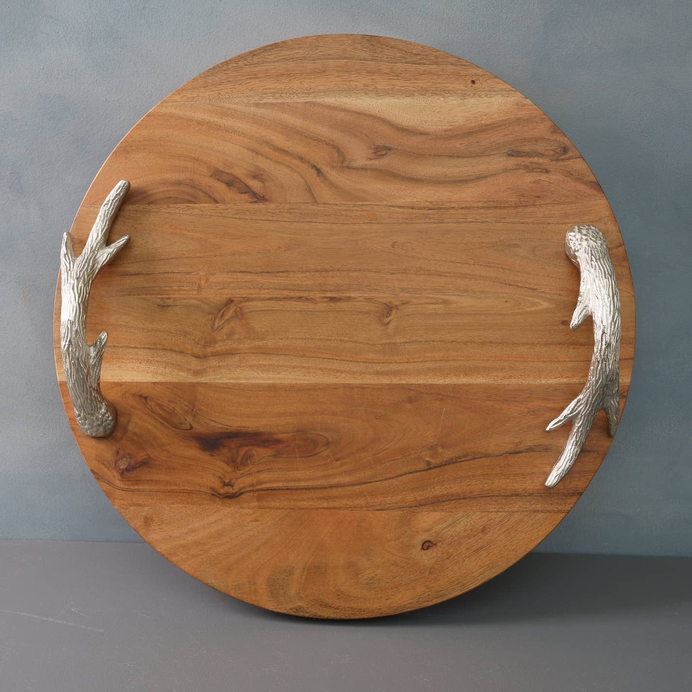 Round Antler Wooden Serving Tray