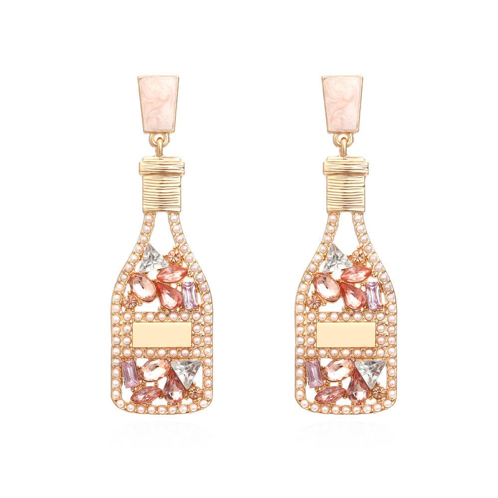 Hollow Rhinestone Bottle Stud Earrings