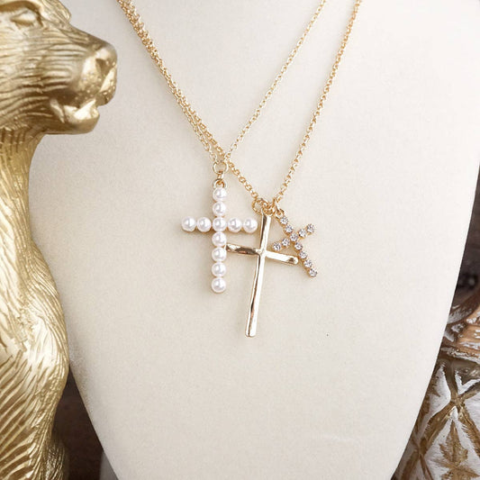 Multi Cross Pendant Necklace 7655GD