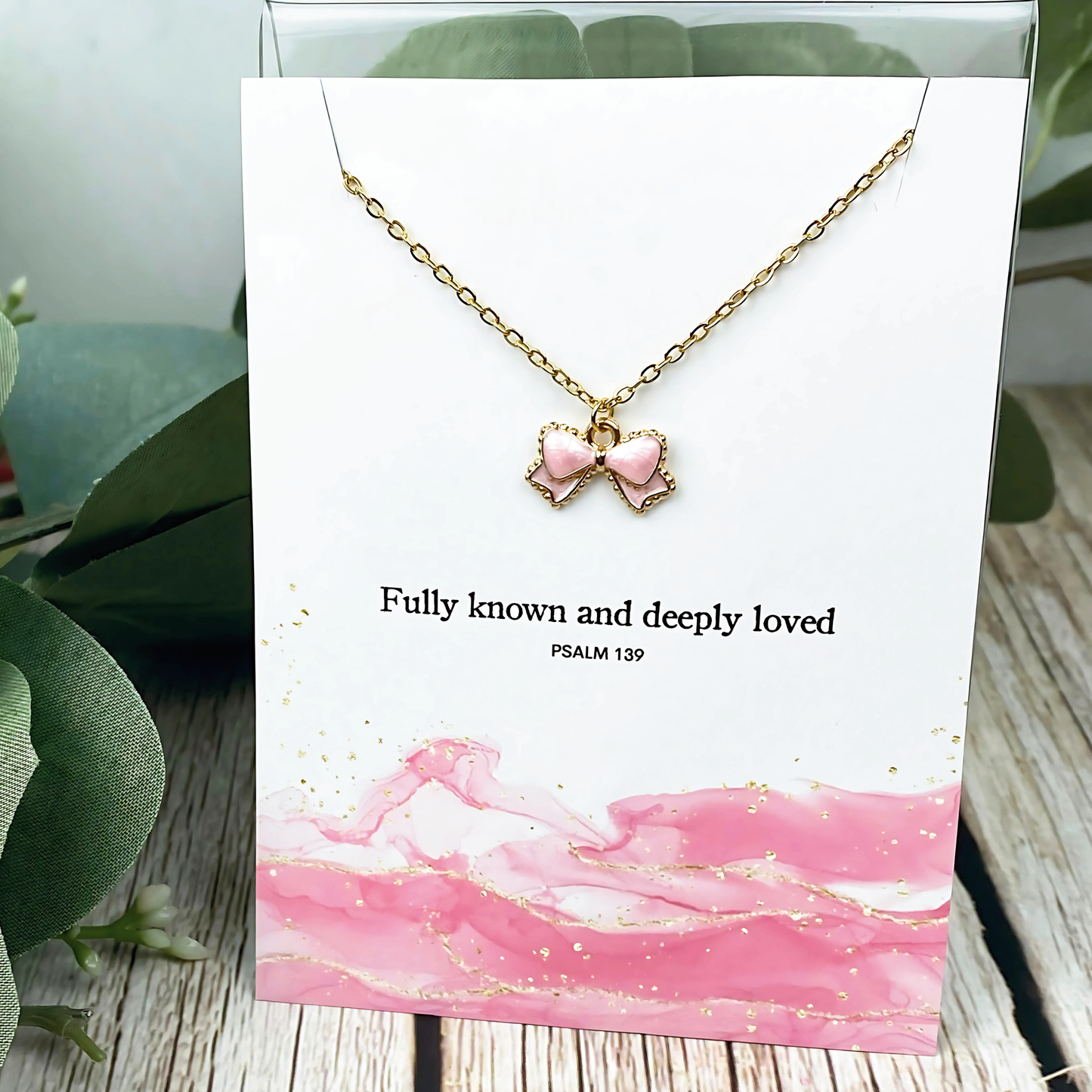 Fully Known Bow Charm Necklace | Christian Jewelry