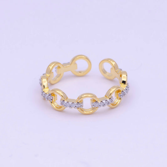 Dainty Rolo Cable Link Chain Ring with CZ S-235