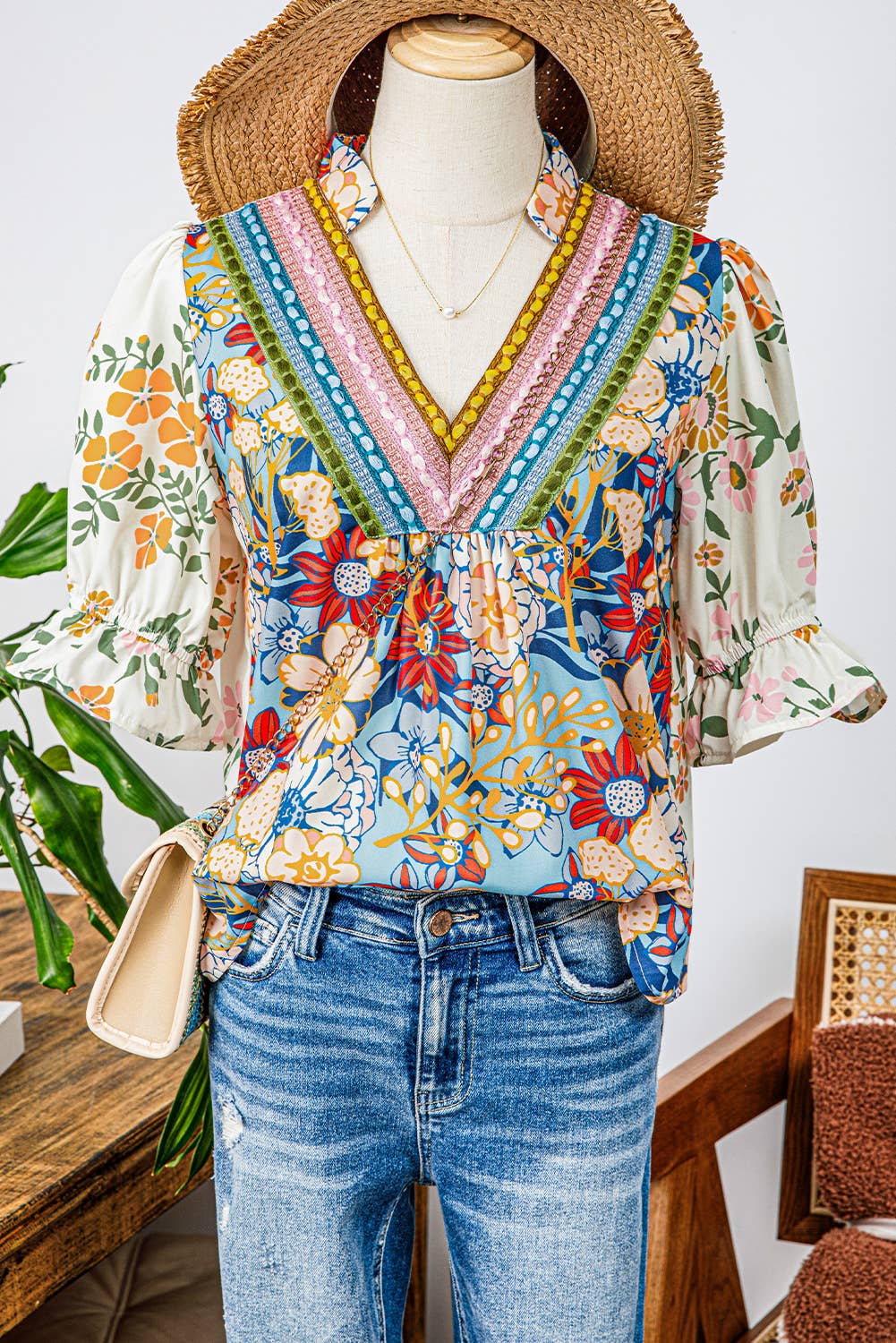 Boho "Heidi" Floral Blouse