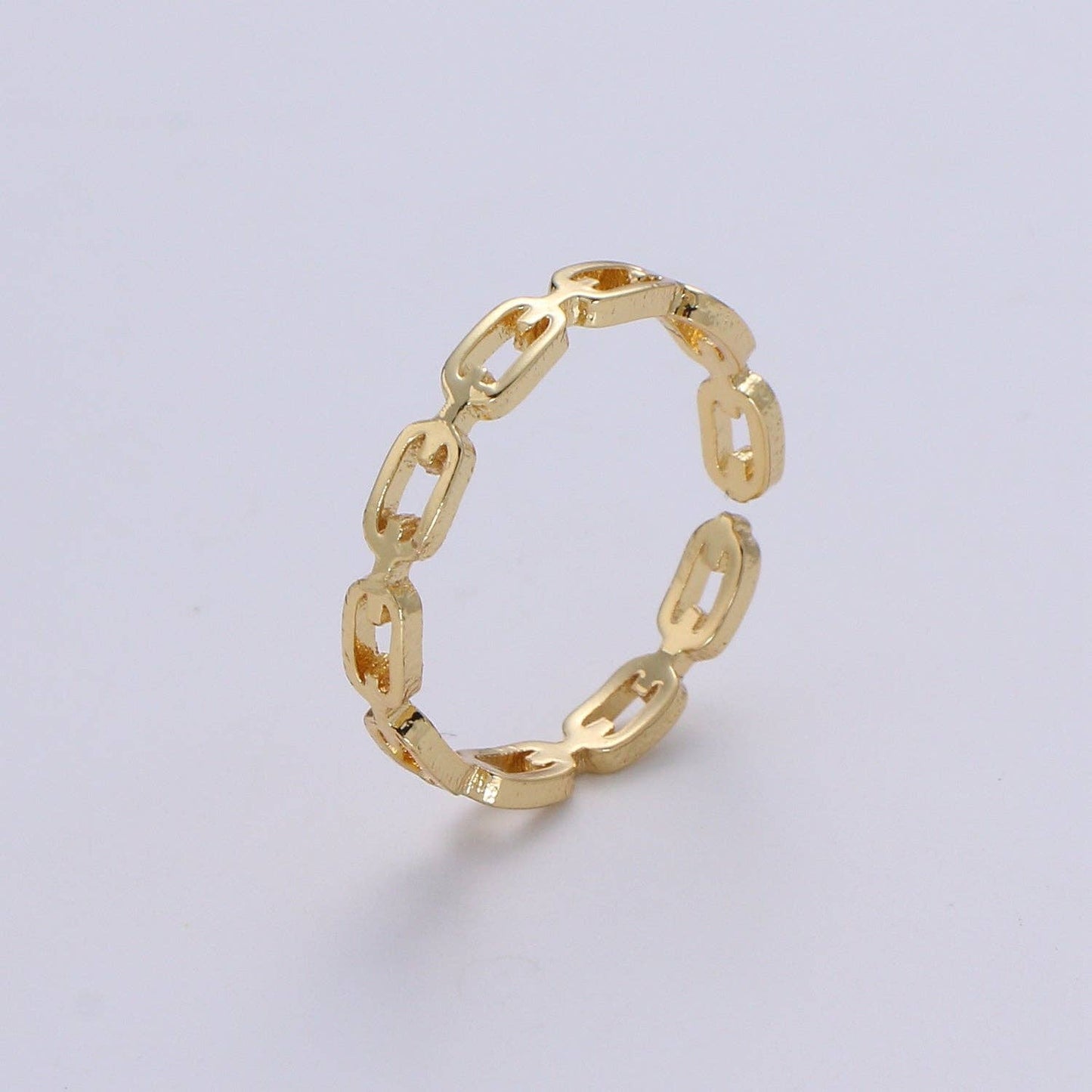 1pc Frienship Link Chain Gold Ring, Adjustable Gold Curb Rin