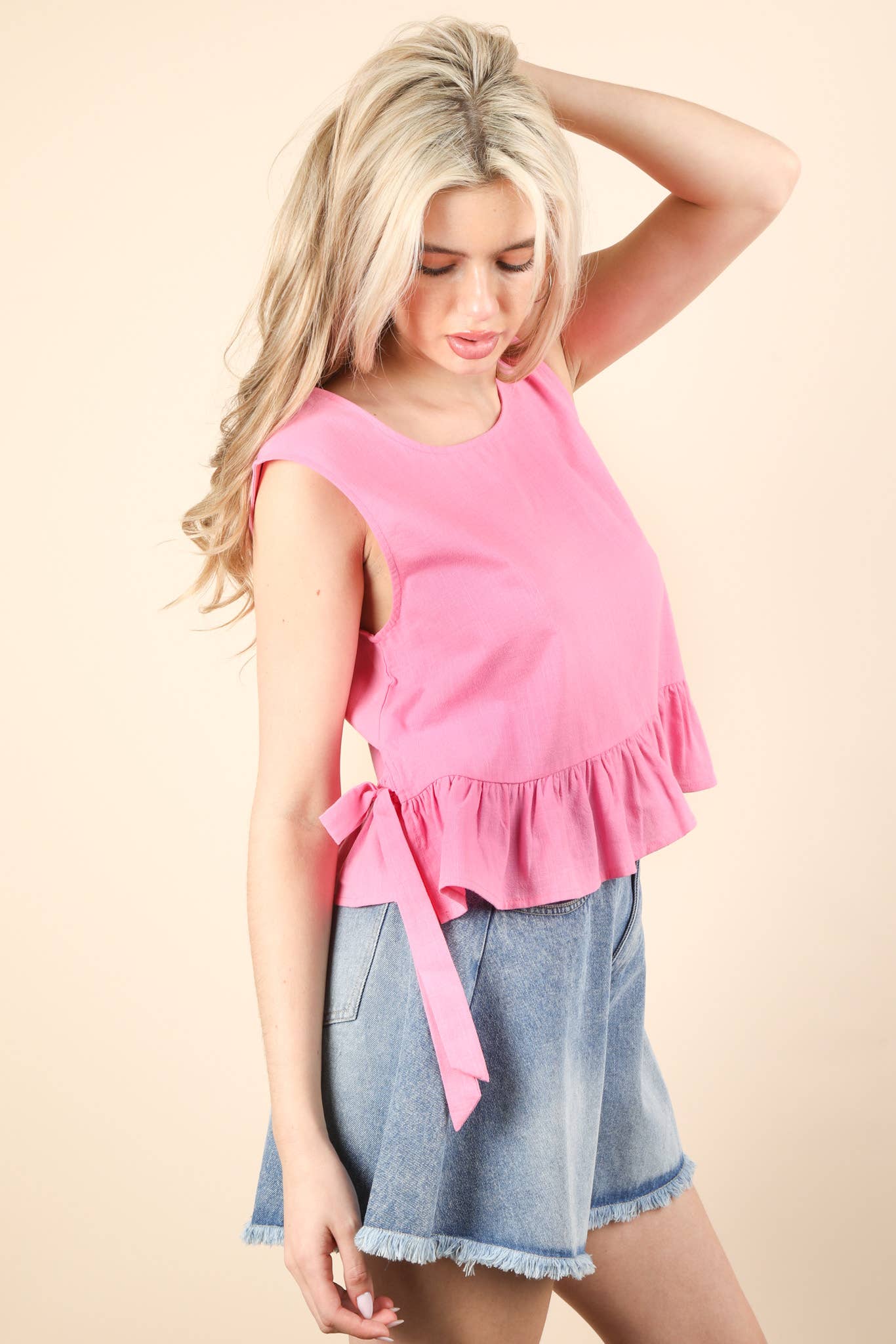 "Riverly" Side Tie Ruffled Top
